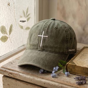 Christian Hat With Cross, Embroidered Dad Cap, Faith Based Gift, Jesus Hat, Religious Baseball Cap for Men Women