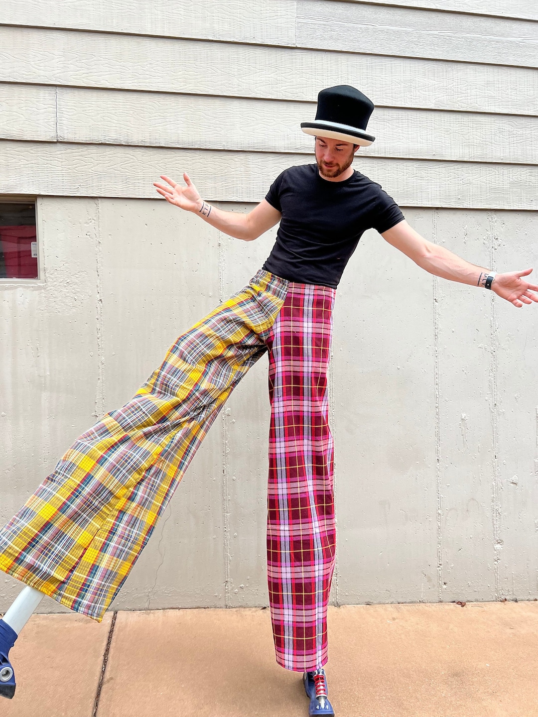 Stilt Pants in Mismatched Plaid Unisex Fit Ready to Ship Etsy
