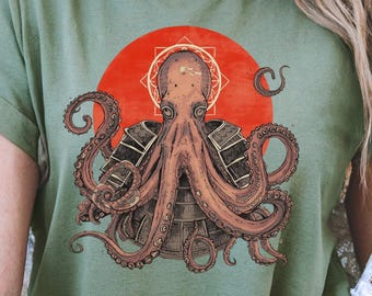 Gyotaku Traditional Art T-Shirt, Octopus Shirt, Japan Traditional Art Writing Ukiyo-e Japan Kawaii Sacred Geometry, Octopus Japanese Shirt