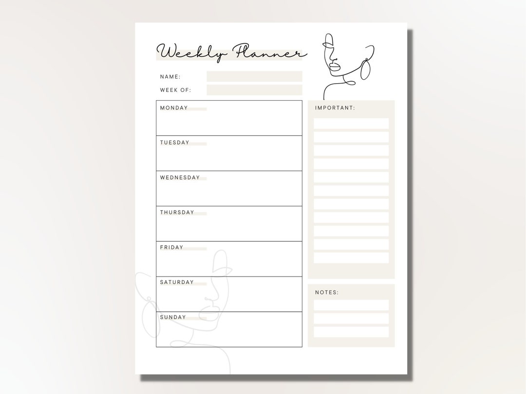 Weekly Planner Printable, Digital to Do List - Etsy