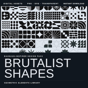 89 Brutalist Geometric Shapes – Bauhaus Style Graphic Elements (PNG, SVG)