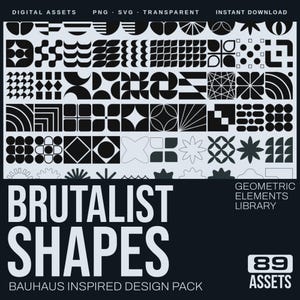 89 Brutalist Geometric Shapes – Bauhaus Style Graphic Elements (PNG, SVG)