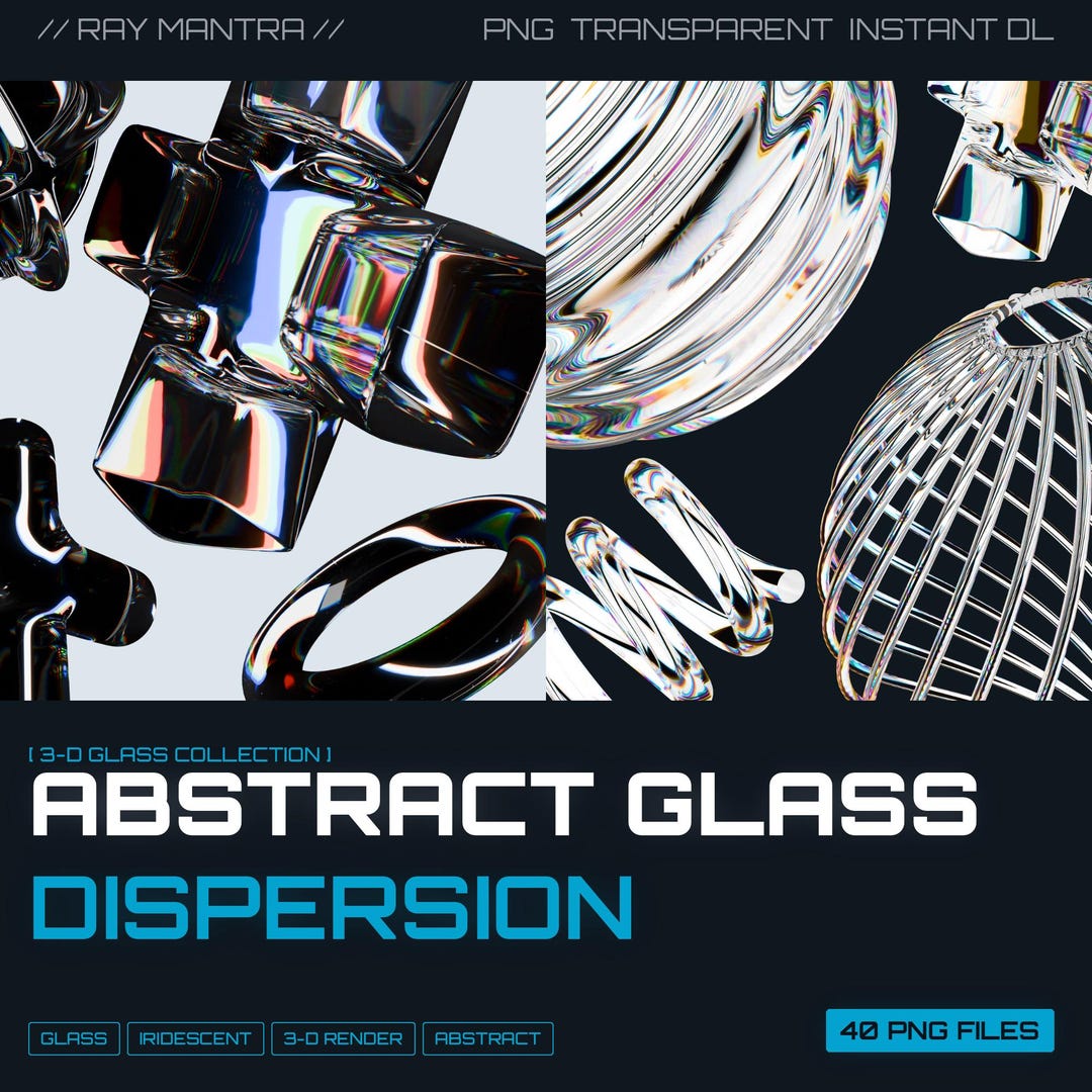 Abstract Glass Dispersion Shapes – 3D Iridescent Forms Bundle (digital ...