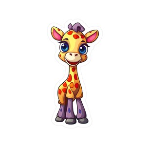 Giraffe Sticker, Cute Giraffe Sticker, Colorful Animal Sticker, Kawaii, Cute Animal Sticker, Vinyl, Water bottle Label Gift for kids, Safari