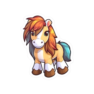 Horse Sticker, Cute Horse Sticker, Colorful Animal Sticker, Kawaii, Cute Stickers, Pony Sticker, Vinyl, Water bottle Label, Gift for kids