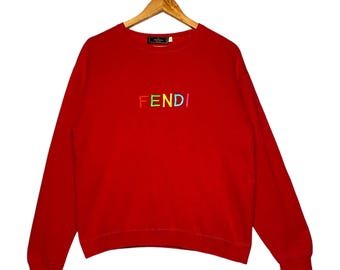 Sudadera vintage con logotipo multicolor bordado de Fendi