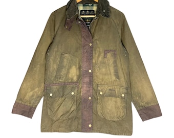 Chaqueta encerada vintage Barbour Tartan de dos tonos