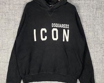 DSQUARED2 bold white "ICON" logo printed Hoodie