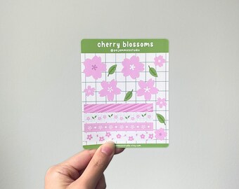 Adesivi con fiori di ciliegio / Foglio di adesivi Sakura / Washi primaverile floreale / Adesivi per planner opachi resistenti alle intemperie / Bullet Journal Deco / Kawaii