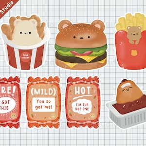 Fast Foodies Vinyl Sticker | Sticker Sheet | Cute Stickers | Kawaii Stickers | Weatherproof Die Cut | Planner Stickers | Bullet Journal
