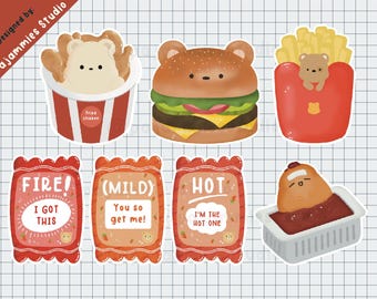 Autocollant en vinyle pour les gourmets | Feuille d'autocollants | Autocollants mignons | Autocollants kawaii | Découpe résistante aux intempéries | Stickers pour agenda | Bullet Journal