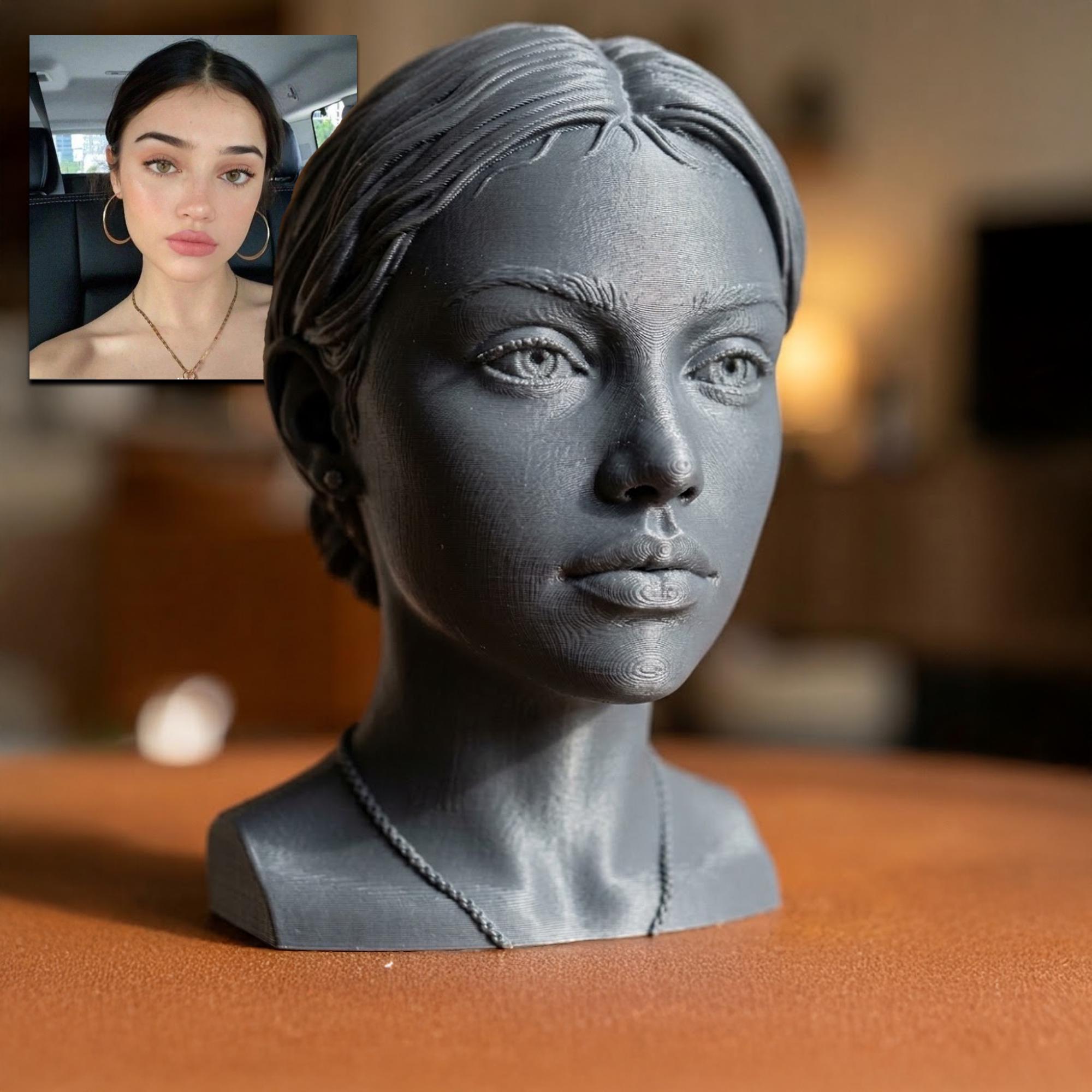 Custom 3D Portrait Bust With Base | Personalized Face Sculpture ...
