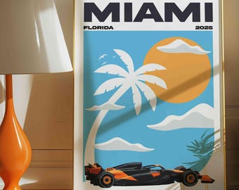Oscar Piastri F1 Miami 2025 Print | Formula 1 Wall Art | McLaren Racing Poster | Motorsport Gift | F1 Decor | Piastri Fan Gift