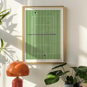 Wimbledon-tennisbaanprint | Groen gras muurkunst | Minimalistische tennisposter | Center Court-decor | Cadeau voor tennisfans en -spelers
