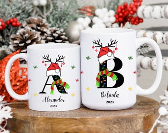 Custom Letter Name Mug for 2024 - Personalized Initial Mugs - Family Keepsake - Christmas Gift - Monogrammed Holiday Coffee Cups