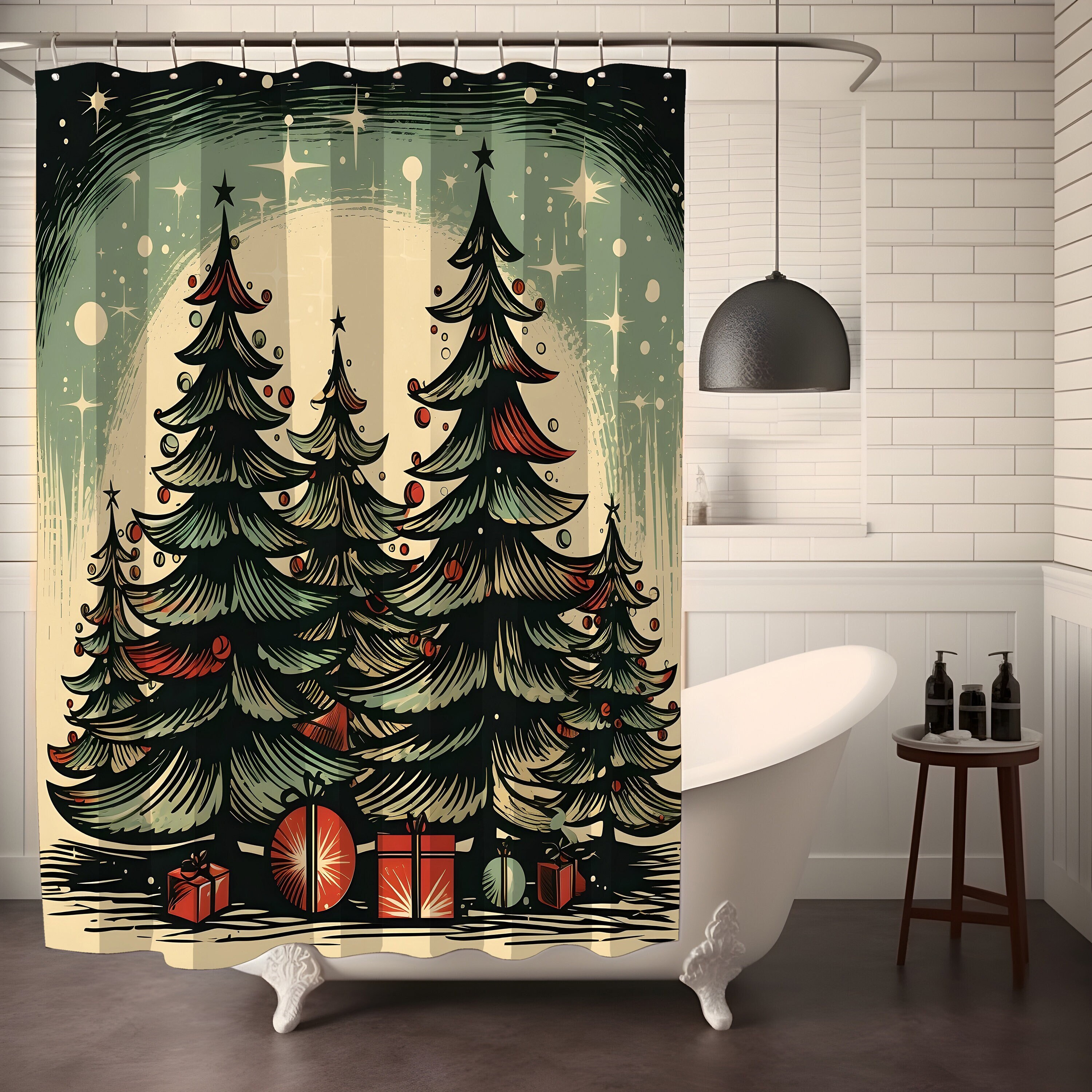 Bathroom Shower Curtains Home Decors Show Curtain Nature Winter Scene  Decoration