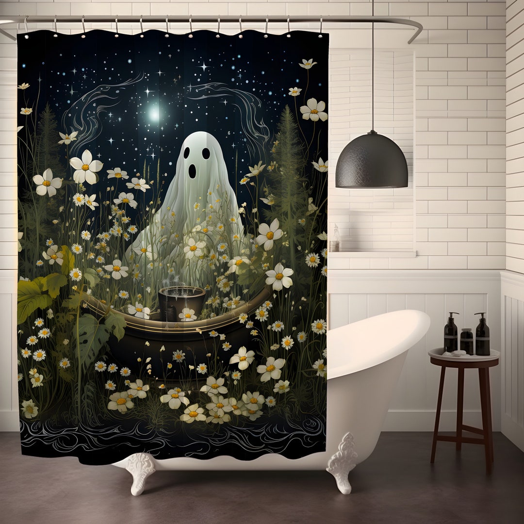 Halloween Curtains YSATNSFT Spooky Halloween Shower Curtain Horror Black Bat Full Moon Scary Night Red Holiday Ambience Fabric Bathroom Decor Set With Hooks,(70" WX70 H Halloween Fabric