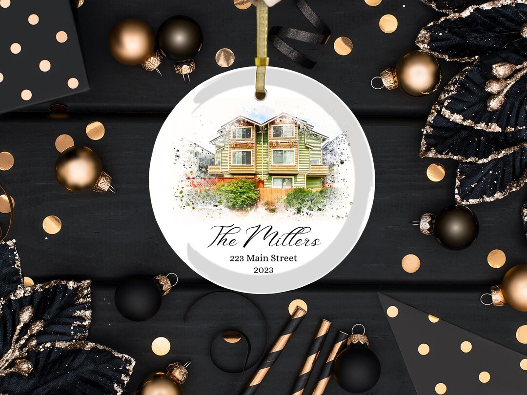 Custom Watercolor House Portrait Glass Ornament, New Home Portrait From ...