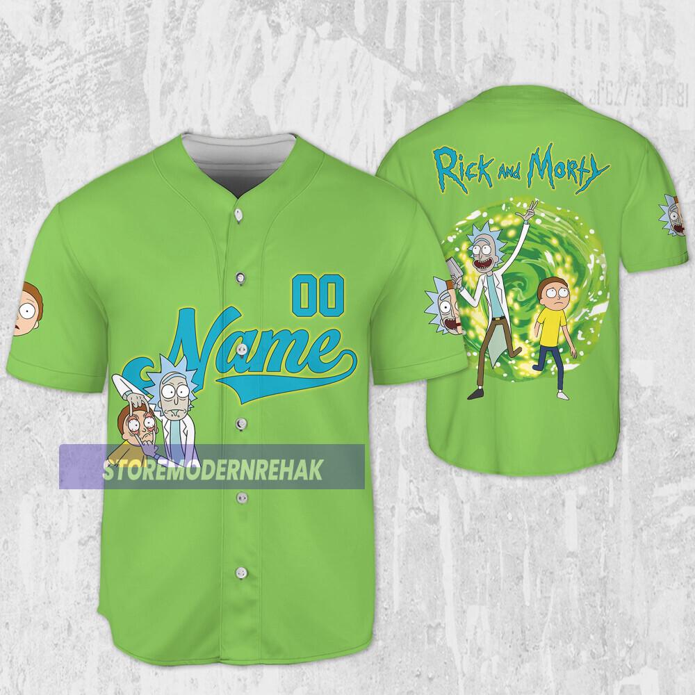 Discover Custom Rick and Rick and Rickandmorty Jersey Green, Personalized Baseball Jersey Family