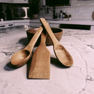 hand carved wooden spatula set