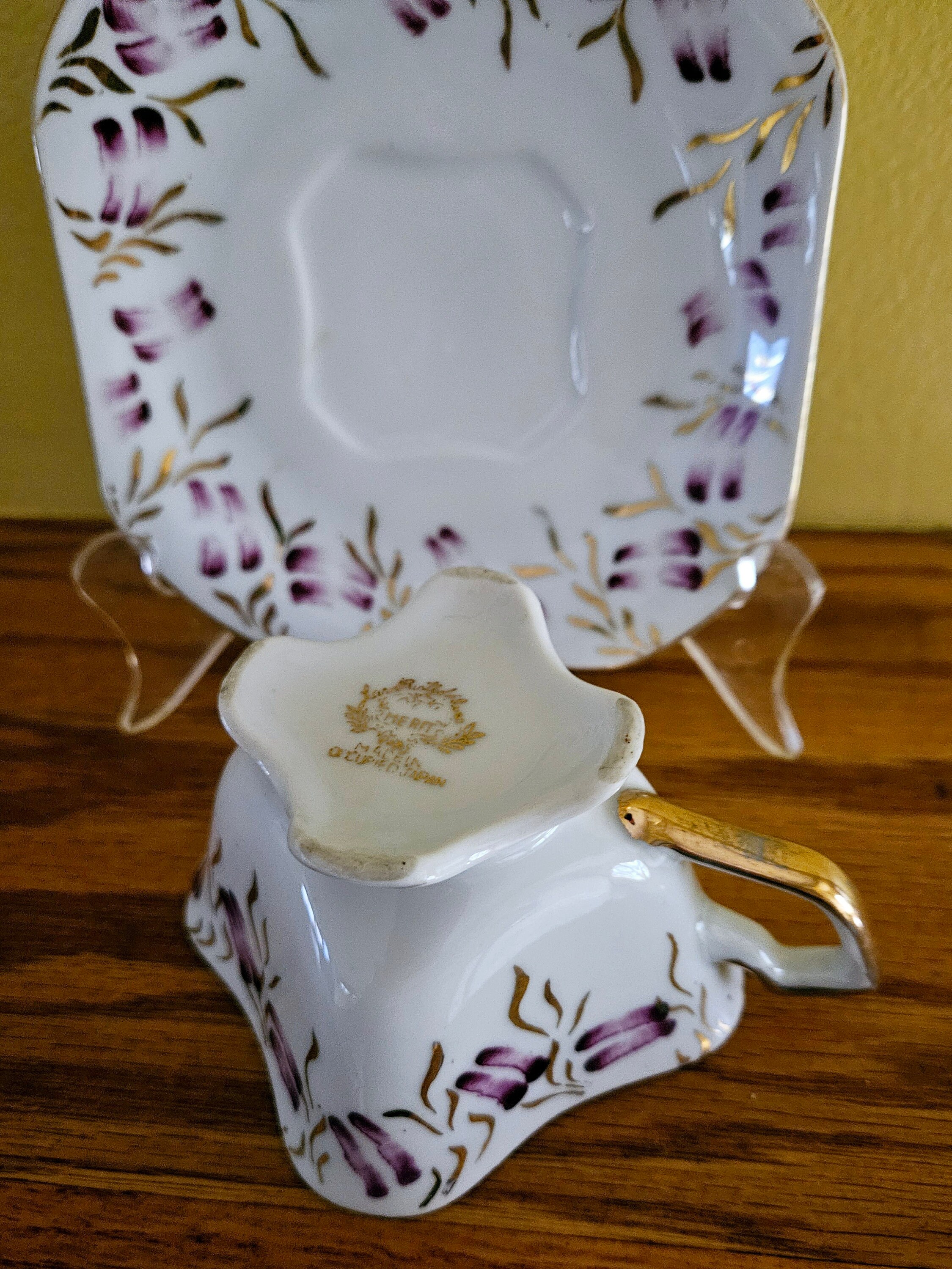 Vintage Hand Painted Porcelain Square Coffee Tea Demitasse