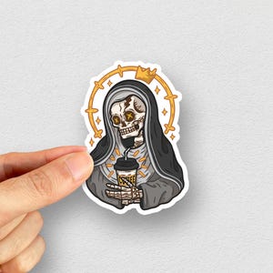 Coffee Enthusiast Skull Sticker | Funny Kiss-Cut Sticker for Laptops & Water Bottles