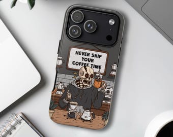 Funda para teléfono "Nunca te saltes la hora del café": regalo para los amantes del café