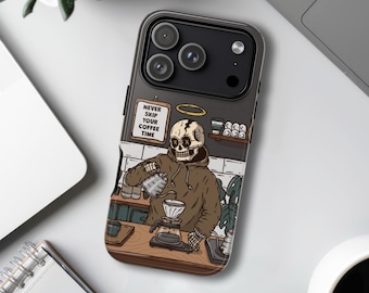 Nunca te saltes la hora del café. Funda para teléfono para amantes del café. Fundas resistentes.