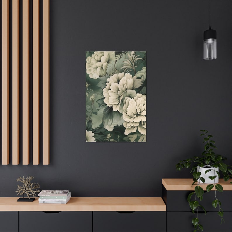 Sage Green Canvas Wall Art Floral Prints Flower and Roses Etsy