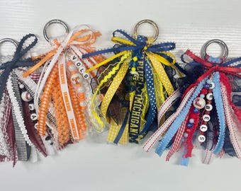 Personalized University MINI Ribbon Tassels | Bogg Bag Ribbon Tassel | Yeti Camino Accessory | Game Day Charm Accessories | Purse Charms |