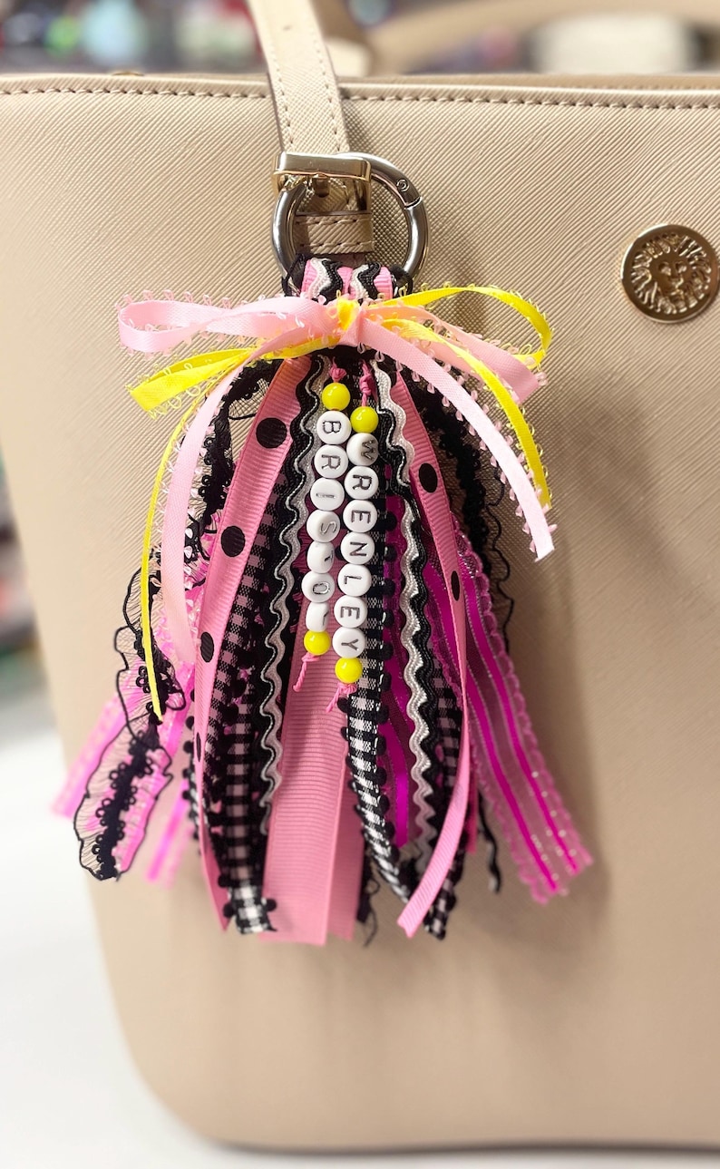 Personalized MINI Ribbon Purse Tassels | Backpack Ribbon Tassel | Game ...