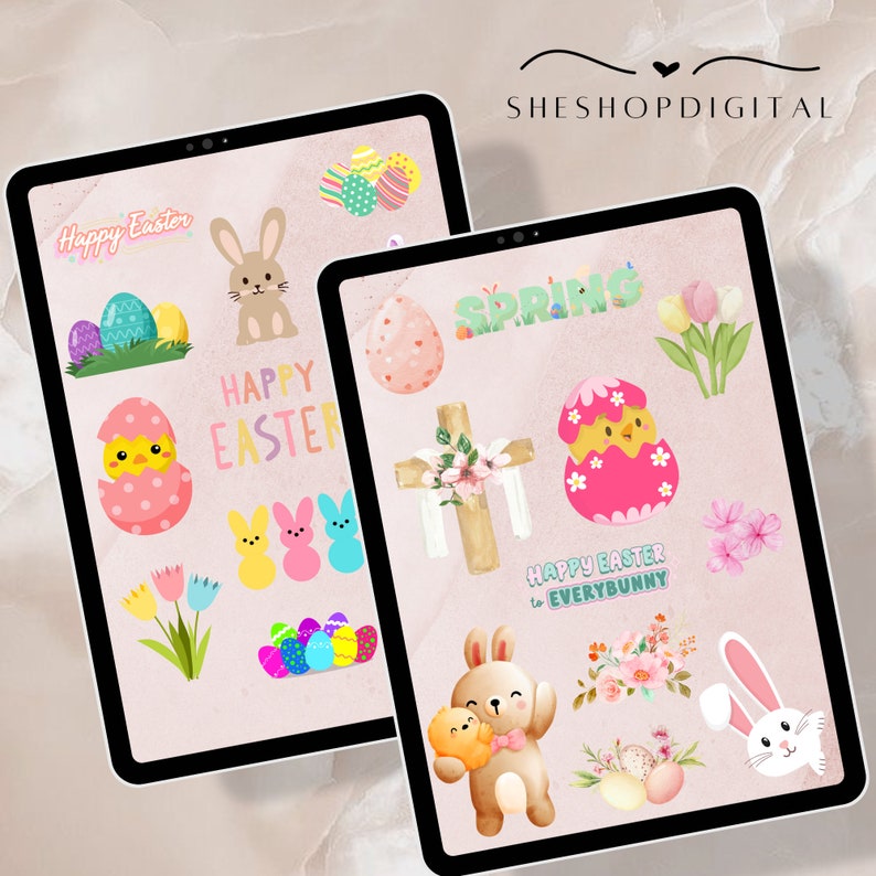 Easter Digital Stickers Cute Aesthetic for Digital Planner and Digital ...
