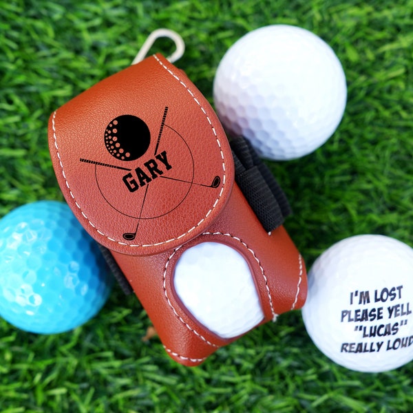 36 Designs Available, 2 Balls Golf Ball Bag, Gift for Golfer, Personalized Golf Ball Waist Bag, Golf Ball and Tee Holder, Golf Tees Bag