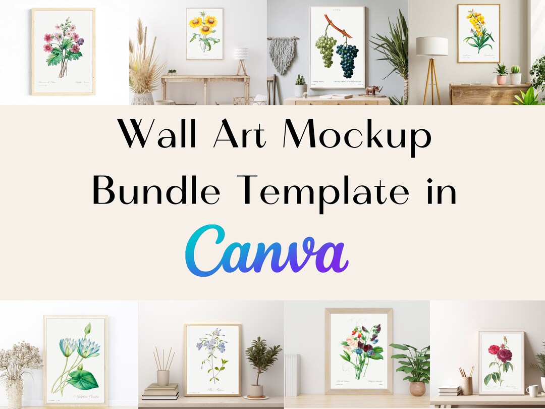 Wall Art Mockup Bundle Template in Canva Frame Modern Interior Decor Colourful Wall Art Frames