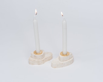 Handcrafted Judaica Candleholders made from Jerusalem Stone