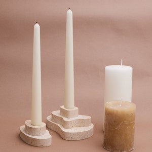 Shabbat Candlesticks made from Jerusalem stone, Gems of jerusalem holy products, 3 floors candlesticks, golden inserts, Judaica art