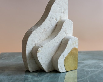 Jerusalem Stone Waves Bookend - Unique Handmade Piece from Israel
