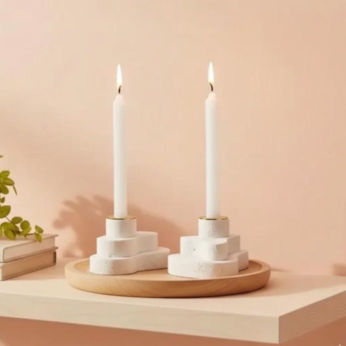 Shabbat Candlesticks made from Jerusalem stone, Authentic Jerusalem Products, Judaica art
