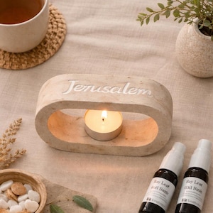 Difusor de aceite de piedra ovalada de Jerusalén, quemador de aroma para velas de té, símbolo de conexión espiritual del nudo infinito