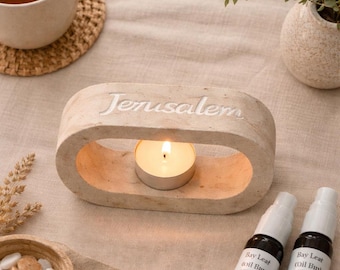 Jerusalem Oval Stone Oil Diffuser, Tea Light Aroma Burner, Endless Knot  Spiritual Connection Symbol