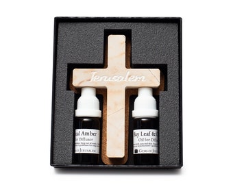 Cross from Authentic Jerusalem stone, Diffuser with Holy  Fragrances for Prayer and Ceremonies