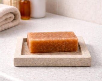 Spa-Seifenschalen-Set, Jerusalem-Steinschale mit organischen Olivenöl-Seifenleisten, Badezimmerzubehör-Kit