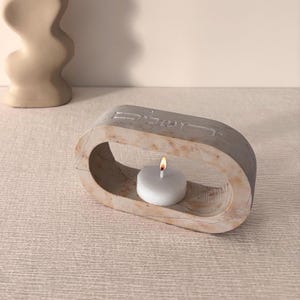 Tea Light Essential Oil Diffuser, Hand Carved Jerusalem Stone, Amber and Cedar Gift Kit