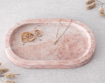 Räucherstäbchen- & Kerzenhalter für Meditation, Ritual, Reiki, Kristalle, Rosa Jerusalemstein Altartablett