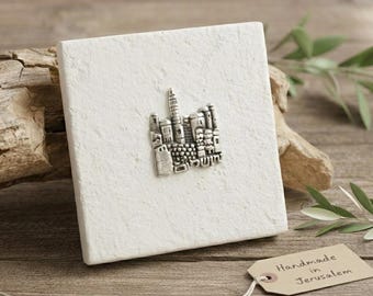 Heiliges Land Jerusalem Stein Andenken, Jerusalem Skyline Schreibtisch Plakette, Wallfahrt Geschenk