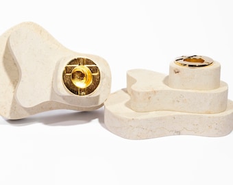 Kreuz-Kerzenhalter, Jerusalem, Heiliges Land, christliches Geschenk, moderne minimale Kerzenhalter mit goldenem Kreuz
