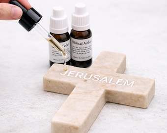 Jerusalem Stone Cross Diffuser, Mikrowellen-Aromatherapie, christliches Geschenkset mit ätherischen Ölen