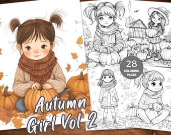 Fall Cuties Coloring Pages Autumn Girl Coloring sheet Autumn Coloring Pages Printable Grayscale Rustic Fall Girls Coloring Book for Adults