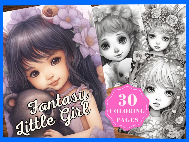 30 Fantasy Little Girl Coloring Page Book,instant Download,printable ...