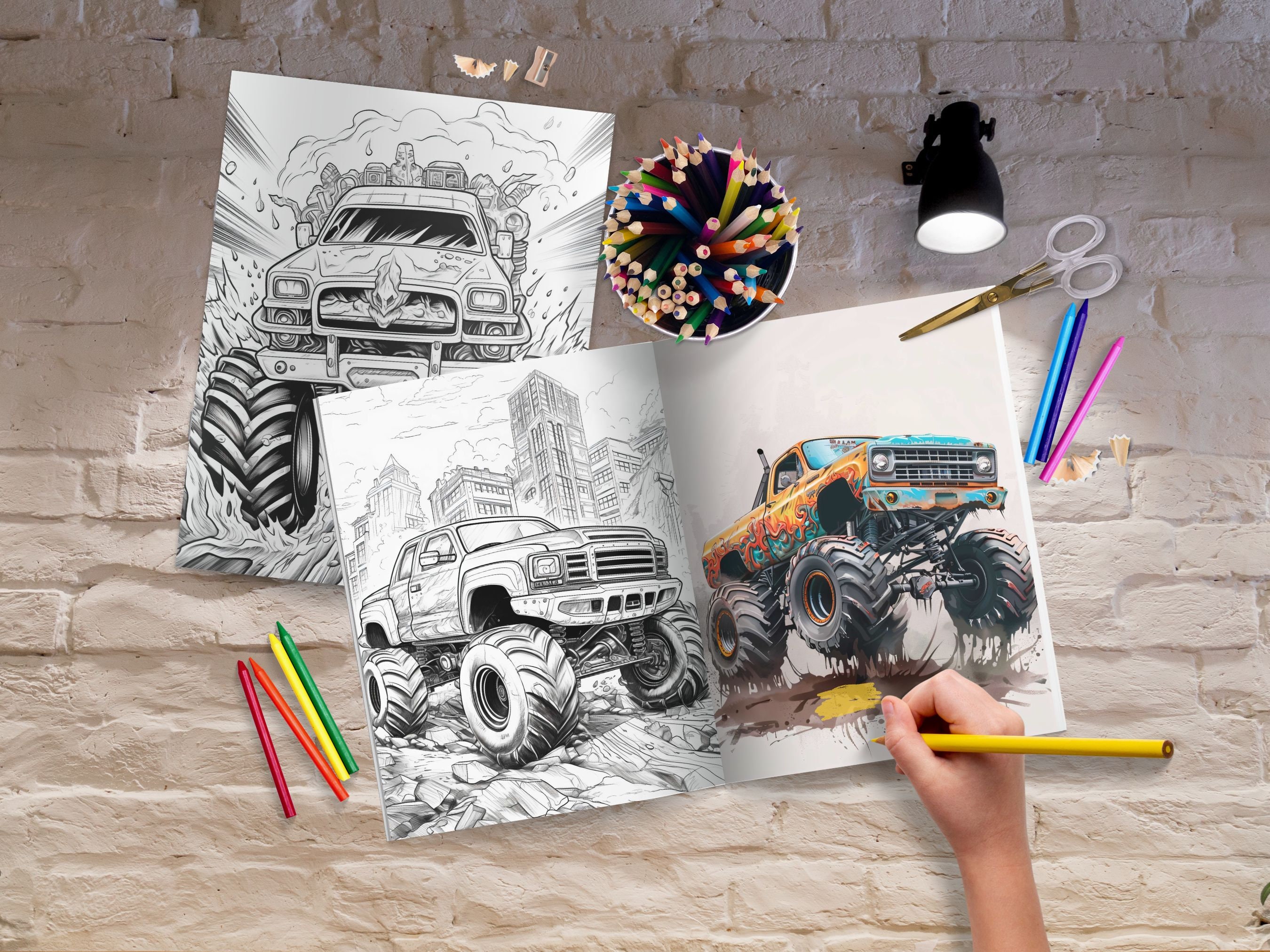 Monster Truck Coloring Pages Monster Truck Coloring Book for Adults ...